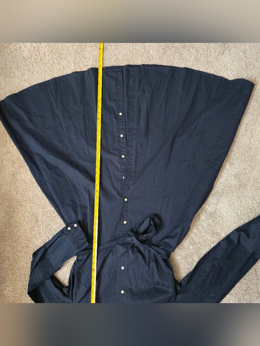 New Navy Talbots shirt dress crisp cotton poplin fabric Tie Belt Size Large - Picture 11 of 13